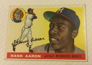 1955 Topps Milwaukee Braves Hank Aaron Baseball Card 47 Ungraded Good