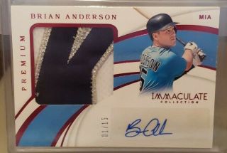 2019 Panini Immaculate Miami Marlins Brian Anderson Patch Auto 01/15