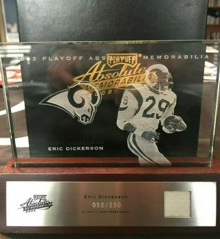 2003 Eric Dickerson Playoff Absolute Game - Worn Jersey Etched Plaque 052/250 Rams