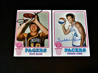 Freddie Lewis 1973 Topps 212 Autographed Indiana Pacers Auto 1973 - 74 Topps Aba