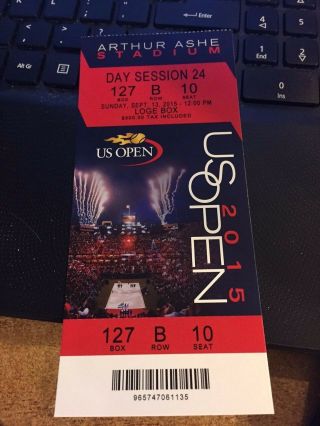 2015 Us Open Tennis Novak Djokavic Vs Roger Federer Session 24 Final Ticket Stub