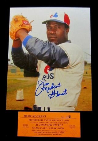Signed 8x10 Photo Of Jim Mudcat Grant,  Montreal Expos