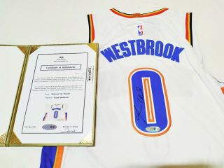 No.  0 Russell Westbrook Autographed Nba Oklahoma City Thunder Jersey,