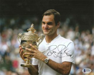 Roger Federer Wimbledon Signed Auto 8x10 Photo Beckett Bas