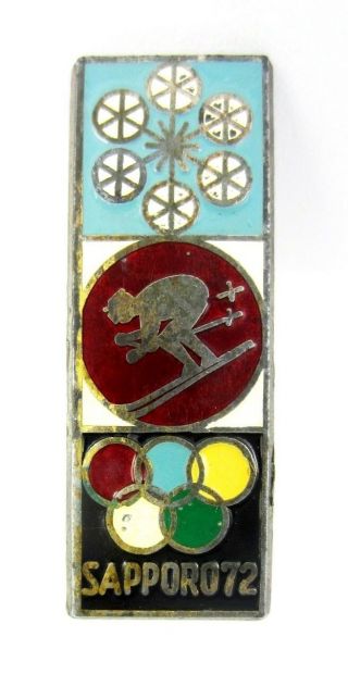 1972 Sapporo Japan Winter Olympic Games Rare Pin Badge Screw