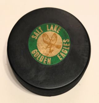 Vintage 70s Salt Lake Golden Eagles Official Chl Souvenir Hockey Puck