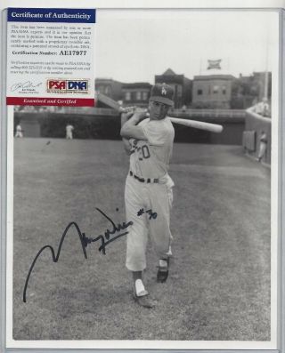 Maury Wills Autographed Los Angeles Dodgers Baseball 8x10 Brace Photo Psa