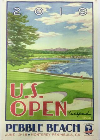 2019 Us Open Pebble Beach Golf Poster (36 X 24 Inches) - Signed