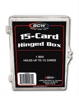 6 Bcw 15 Count Hinged Plastic Baseball Trading Card Storage Boxes Hinge Box