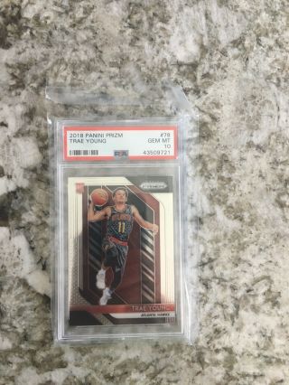 2018 - 19 Panini Prizm Basketball Trae Young Rookie Rc Rookie Psa 10