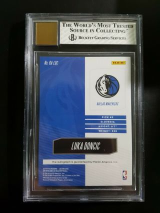 2018 - 19 Panini Absolute Rookie Autographs Luka Doncic RC Auto 123/125 BGS 7.  5 G3 3
