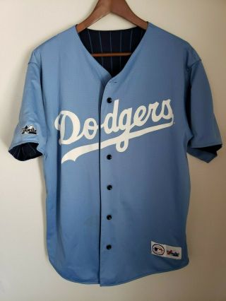 Rare Vtg Majestic Los Angeles Dodgers Powder Blue Pinstripe Reversible Jersey M