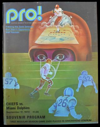 1972 Kc Chiefs V Miami Dolphins Football Program 1st Game Arrowhead Stadium