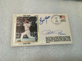 Pete Rose & Eric Show Signed Gateway Envelope Cachet Fdc First Day Cover