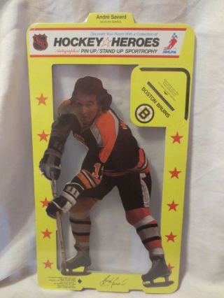 1975 Andre Savard Hockey Heroes Pin - Up/stand - Up Sportrophy Bruins