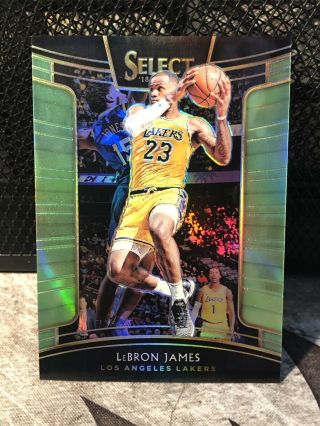 2018 - 19 Panini Select Lebron James Lime Green Prizm /75 Lakers 