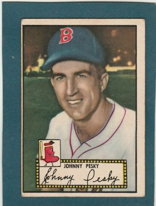 1952 Topps 15 Johnny Pesky,  Red Sox (black Back)