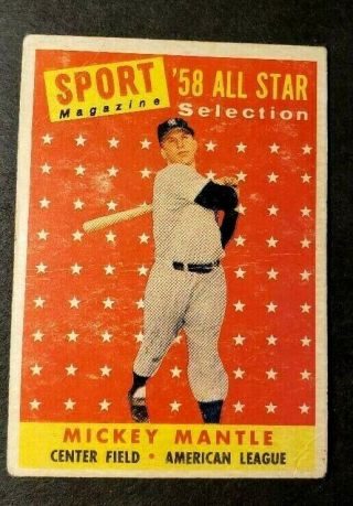 1958 Topps Mickey Mantle All Star 487 - Creased