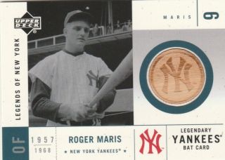 Roger Maris 2001 Upper Deck Legends Of York Yankees Legendary Game Bat Card