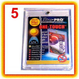 5 Ultra Pro One Touch Magnetic 55pt Uv Card Holder Display Case 81909 - Uv 55