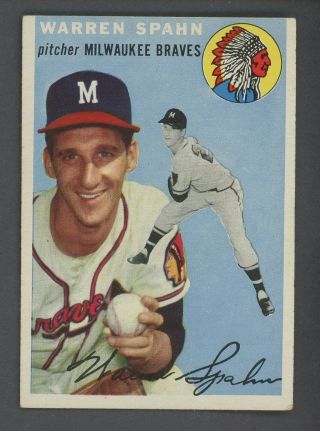 1954 Topps 20 Warren Spahn Milwaukee Braves Hof Vg