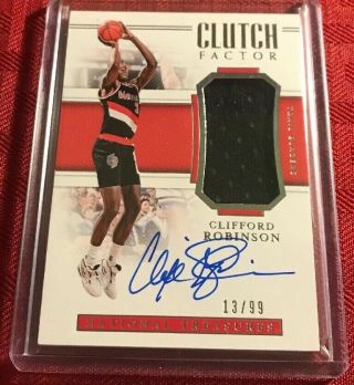 2018 - 19 Clifford Robinson Jersey Auto D 13/99 National Treasures Clutch Factor