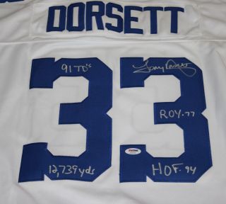 Tony Dorsett Signed Dallas Cowboys White Stat Jersey Autograph Psa Size 54 Xx - Lg