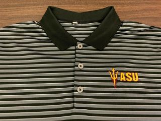 Arizona State Sun Devils Adidas Men’s Gray/black Striped Polo Shirt - Medium