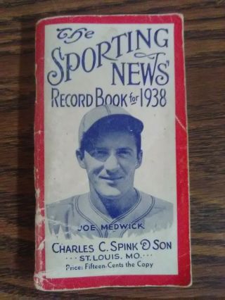 1938 Sporting News Record Book Joe Medwick St Louis Cardinals On Cover
