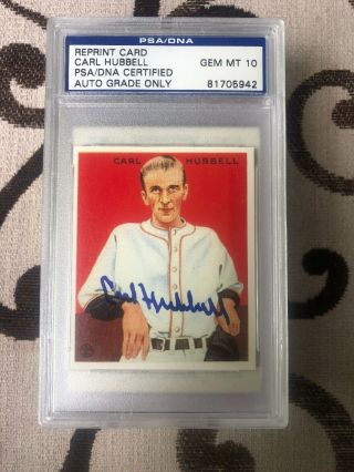 1934 Goudey Reprint Carl Hubbell Signed Psa Dna Gm 10 Autograph Mlb Hof