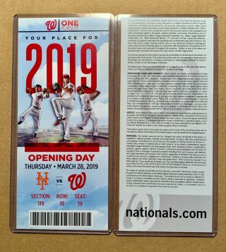 Pete Alonso Mlb Debut Ticket - Nationals Opening Day Commemorative Ticket 2019