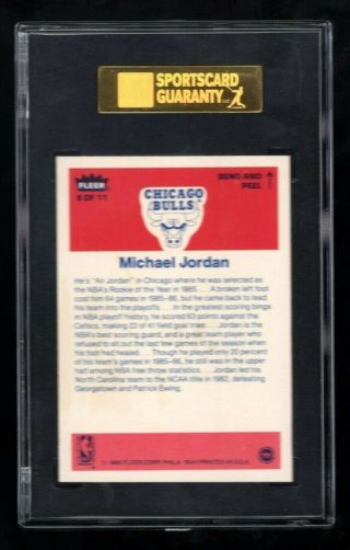1986 - 87 Fleer Sticker 8 Michael Jordan Rookie RC SGC 9 2