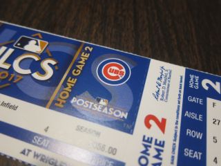 Chicago Cubs 2017 NLCS Game 4 Season Ticket Stub Los Angeles Dodgers Wrigley 4