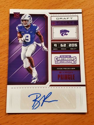 2018 Contenders Draft Ticket Red Foil Byron Pringle Kansas Chiefs Rookie Auto Sp