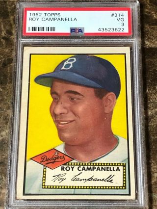 1952 Topps 314 Roy Campanella Psa 3 Hi
