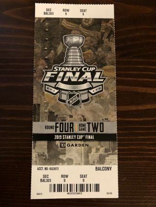 2019 Nhl Stanley Cup Finals Ticket Stub Game Two 2 Boston Bruins St.  Louis Blues