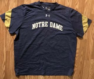 Notre Dame Football Team Issued Under Armour Blue Shirt Xl