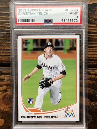 2013 Topps Update Us290 Christian Yelich Marlins Rc Rookie Psa 9