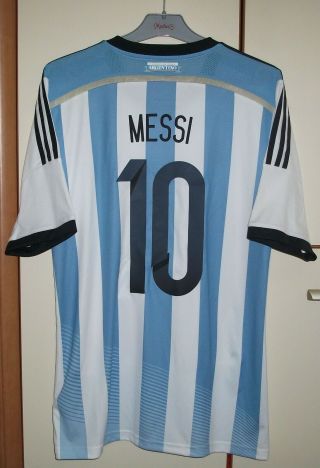 Argentina 2013 - 2014 Home Football Shirt Jersey Adidas Size L 10 Messi