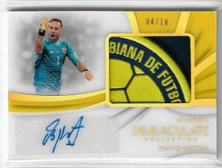 David Ospina 2018 - 19 Immaculate Premium Patch Auto Gold D 4/10 Logo Colombia