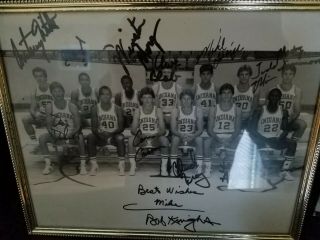1983 - 84 Lineup Photo Signed By Players And Bob Knight