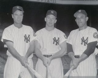 Mickey Mantle,  Hank Bauer,  Geene Woodling 8x10 Photo York Yankees