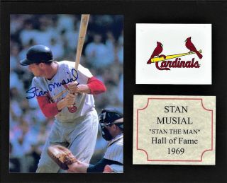 8x10 Blk.  Mat With 5x7 Color Photo Of Stan Musial,  Live Ink Signed