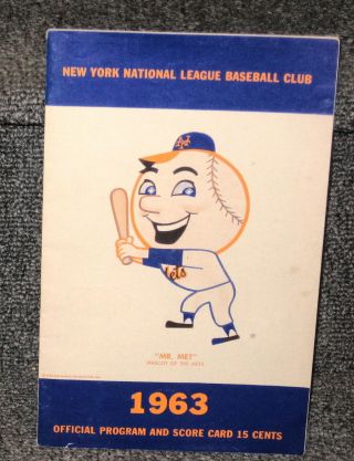 Apr 9 1963 York Mets Vs St Louis Cardinals Opening Day Program Polo Grounds