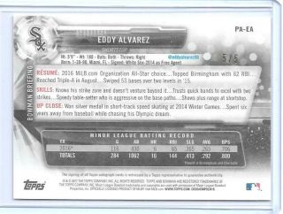 2017 BOWMAN EDDY ALVAREZ AUTOGRAPH AUTO RC CARD PA - EA 5/5 OLYMPIC SPEED SKATING 2