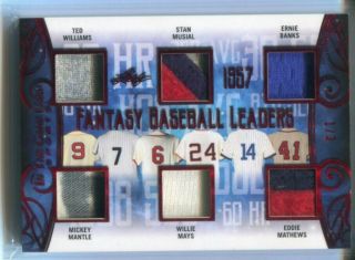 2019 Leaf In The Game 6 Jsy/patch /3 Mickey Mantle/ted Williams/willie Mays