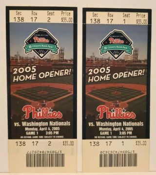 Philadelphia Phillies Baseball Ticket Stubs 2005 Season Citizens Bank Park 4/4