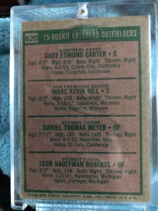 1975 Topps Gary Carter/ Marc Hill/ Dan Meyer/ Leon Roberts 620 Baseball Card 2