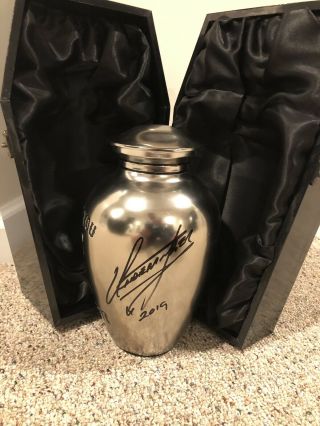 Undertaker Signed Autographed Thank You Taker Commemorative Urn Witnessed Jsa