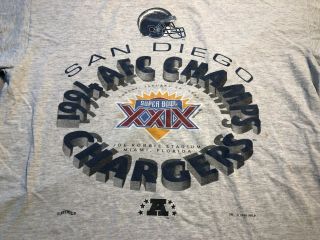 Vtg Sd Nfl San Diego Chargers 1994 Afc Champs Vintage Nutmeg Tee Tshirt Large❄️